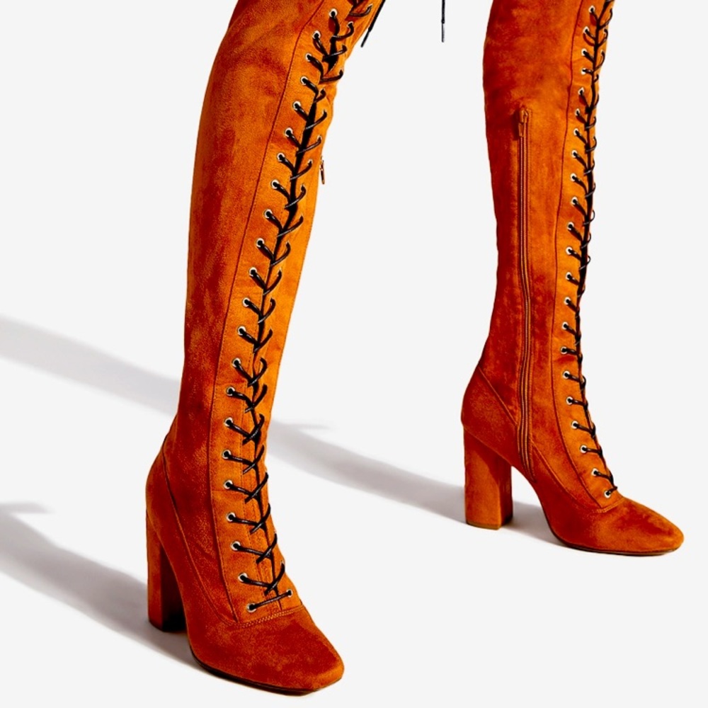 Lace Up Stiletto High Boots